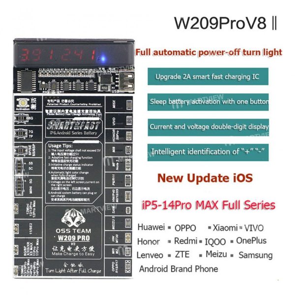 W209 Pro V8 Smart Phone Battery Fast Charging Activation Board for iPhone 5-14 Pro Max for Samsung CircuitBoard Charging Tester - Image 3